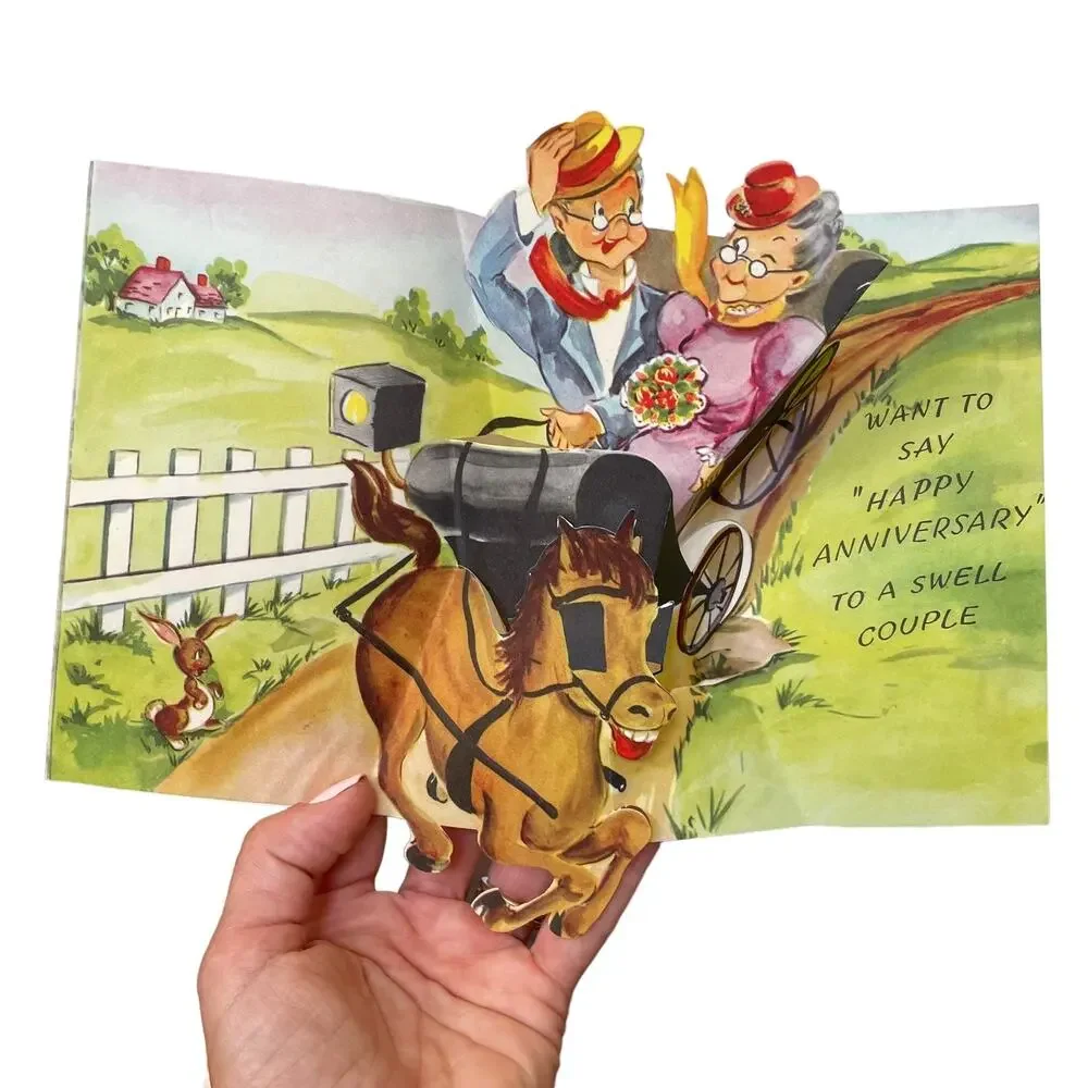 Vintage Pop Up Anniversary Card Unsigned Fun Parade USA Ephemera Greeting READ